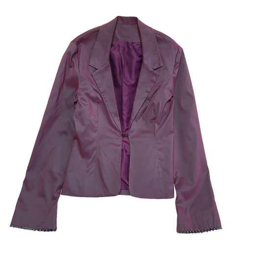 Bay Vintage 90's Purple Metallic Beaded Blazer Jacket Womens UK Size 10