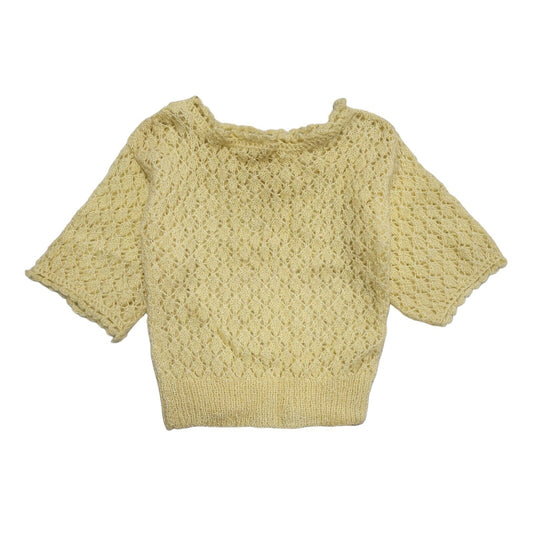 90s Vintage Yellow Knit Short Sleeve Jumper Women's Size Small