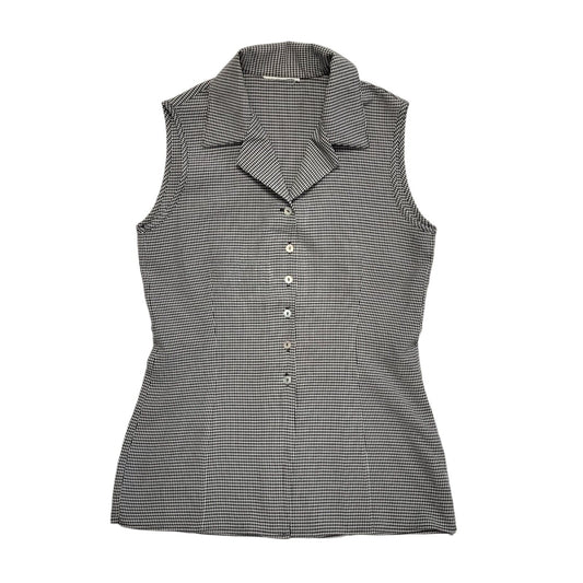 Vintage 90's Black & White Checked Sleeveless Shirt Womens UK Size S