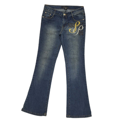 Ozone Y2k Vintage Dark Blue Bootcut Denim Jeans Uk Women's 12 W30 L33