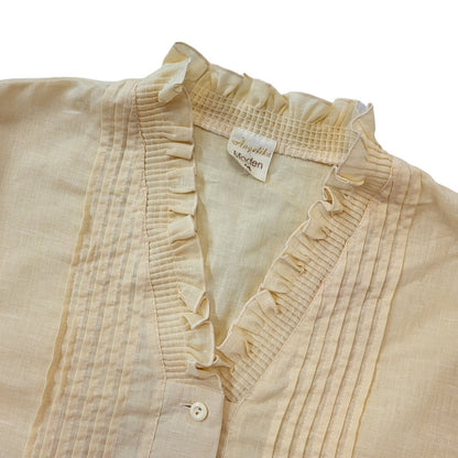 Moden 80s Vintage Yellow Long Sleeve Button-Up Blouse Women's 16-18