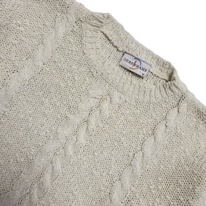 Debenhams 80s Vintage White Acrylic Round Neck Jumper Uk Women's Size Medium
