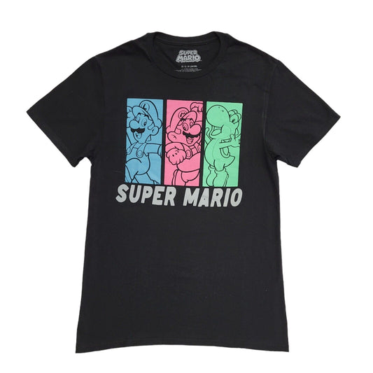 Vintage Y2K Super Mario Black Short Sleeve T-Shirt Mens Size S