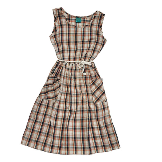 Canda Vintage 90s Pink Check Fit & Flare Dress Uk Women's Size 14 W32