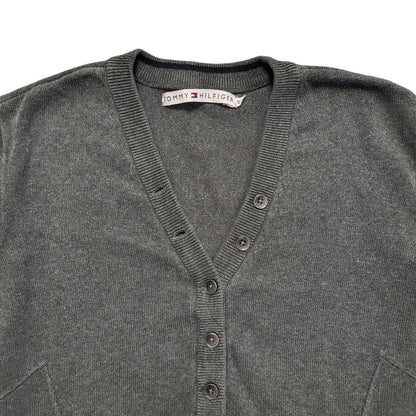 Tommy Hilfiger Y2k Grey V-Neck Jumper Uk Women's Size Small