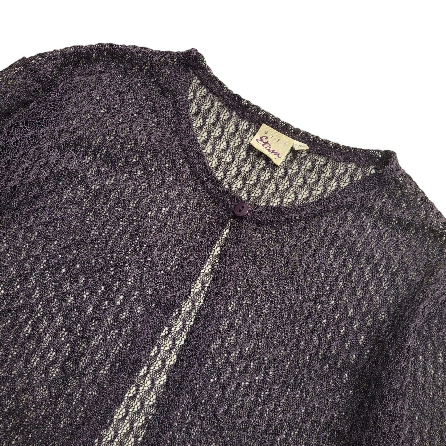 Miss Etam 90s Vintage Purple Lace Cardigan Uk Women's Size XL