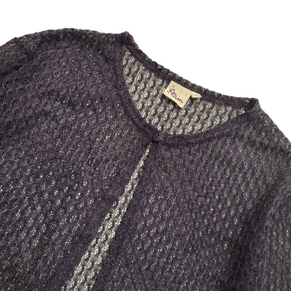 Miss Etam 90s Vintage Purple Lace Cardigan Uk Women's Size XL