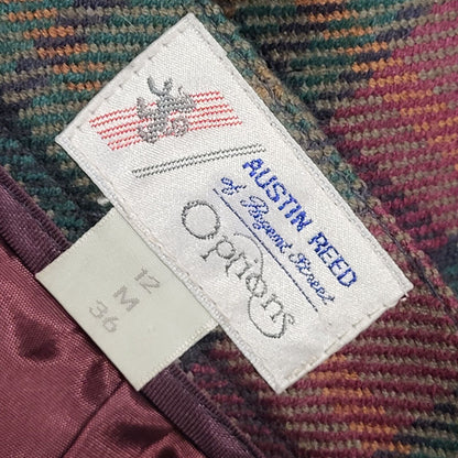 Austin Reed Vintage 80's Red & Green Check Straight Skirt Women's UK 10-12 W28