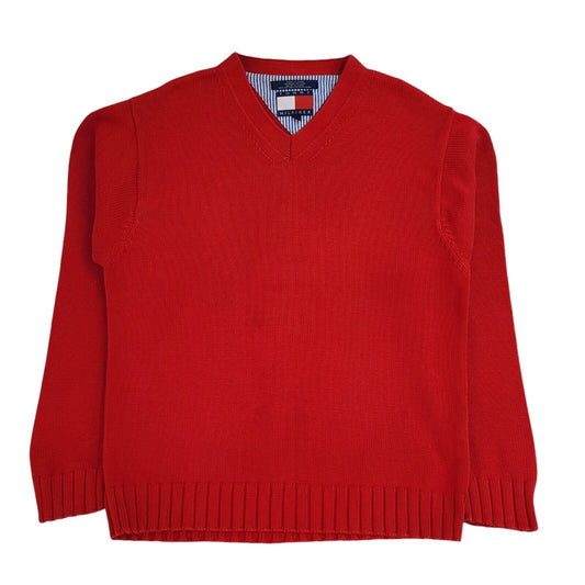 Tommy Hilfiger Red Y2k V-Neck Jumper Uk Men's Size Small