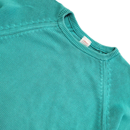 St Michael Vintage 80s Turquoise Crew Neck Cotton Jumper Men's Size M