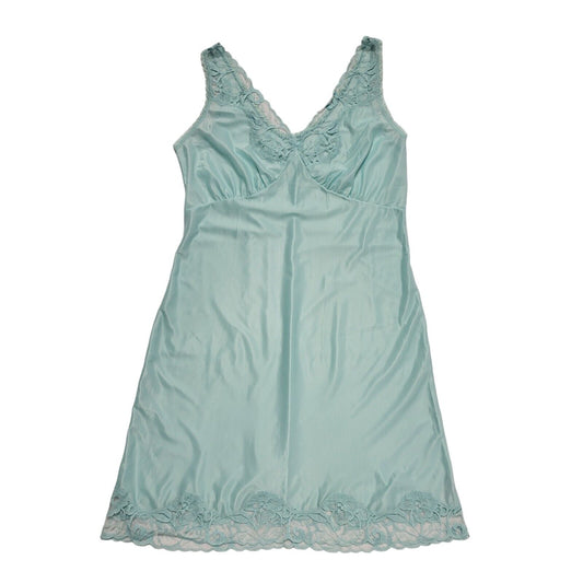 Textil 70s Vintage Light Blue Nightie Slip Dress Women's Size Large