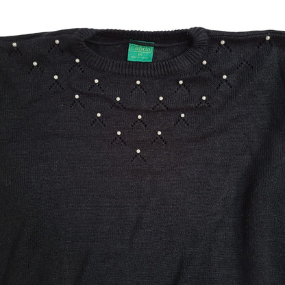 Canda Vintage 90's Black Pearl Detail Jumper UK Women's Size 14