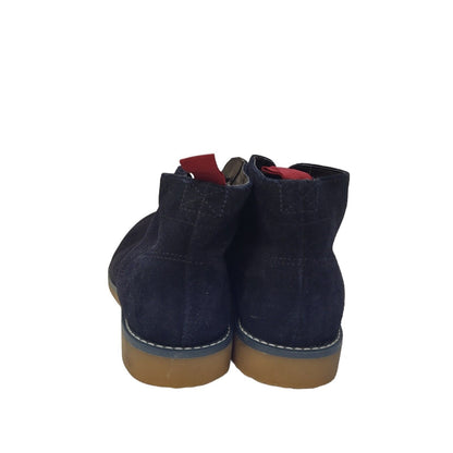 M&S Navy Blue Suede Leather Lace-Up Lined Boots Uk Kid's Size 4