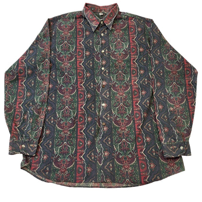 Angelo Litrico 90s Vintage Retro Abstract Long Sleeve Shirt Men's Size M