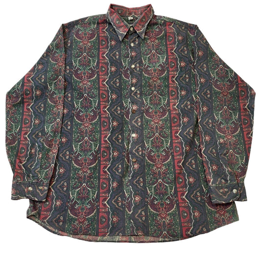Angelo Litrico 90s Vintage Retro Abstract Long Sleeve Shirt Men's Size M