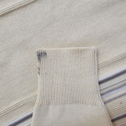 Gabicci Yellow Striped V-Neck Vintage 90's Jumper Men's UK M