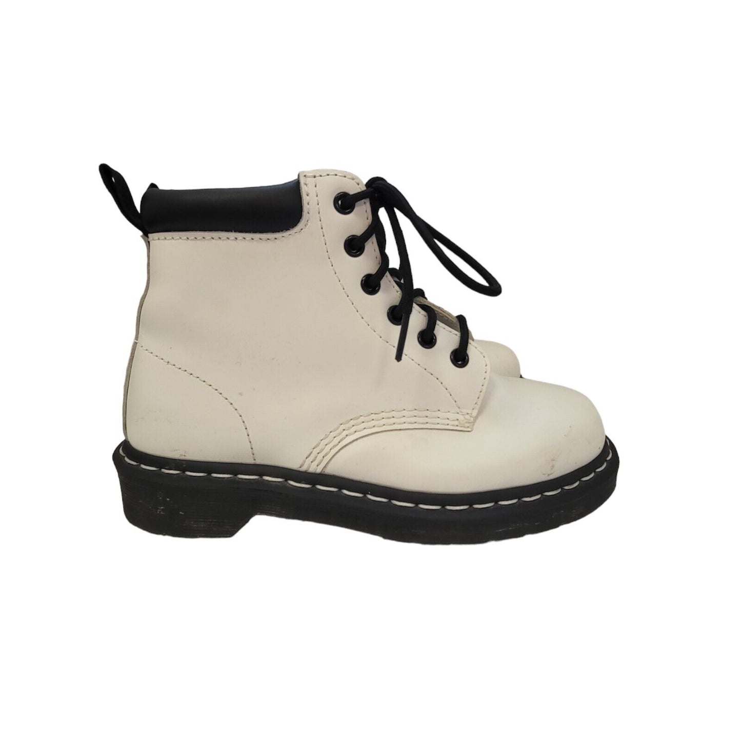 Dr Martens 1460 Smooth Leather White & Black Lined Boots Uk Women's Size 5