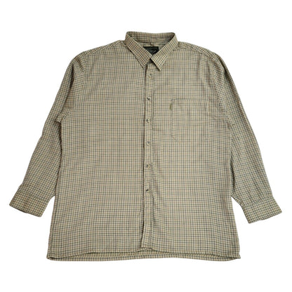 Champion Y2k Green& Blue Check Long Sleeve Shirt Uk Men's Size XL