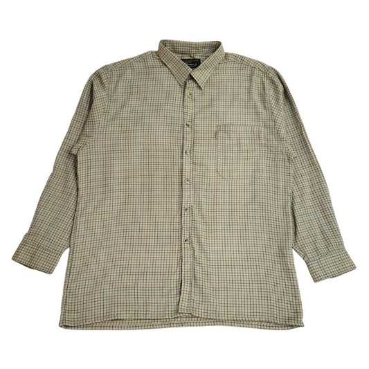 Champion Y2k Green& Blue Check Long Sleeve Shirt Uk Men's Size XL