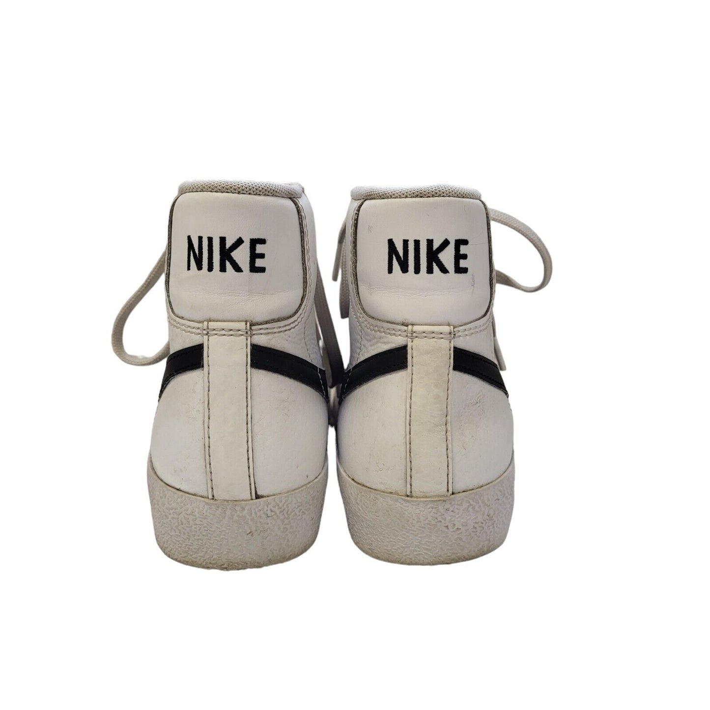 Nike Blazer Mid Junior White & Black Lace-up Trainers Uk Boy's Size 3.5