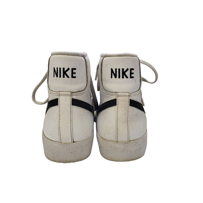 Nike Blazer Mid Junior White & Black Lace-up Trainers Uk Boy's Size 3.5