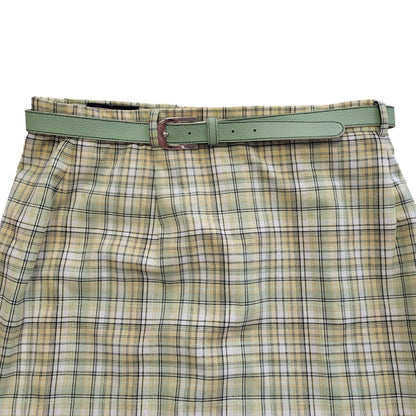 Straven Vintage 80's Green Checked Midi Skirt Womens UK Size 14 W32