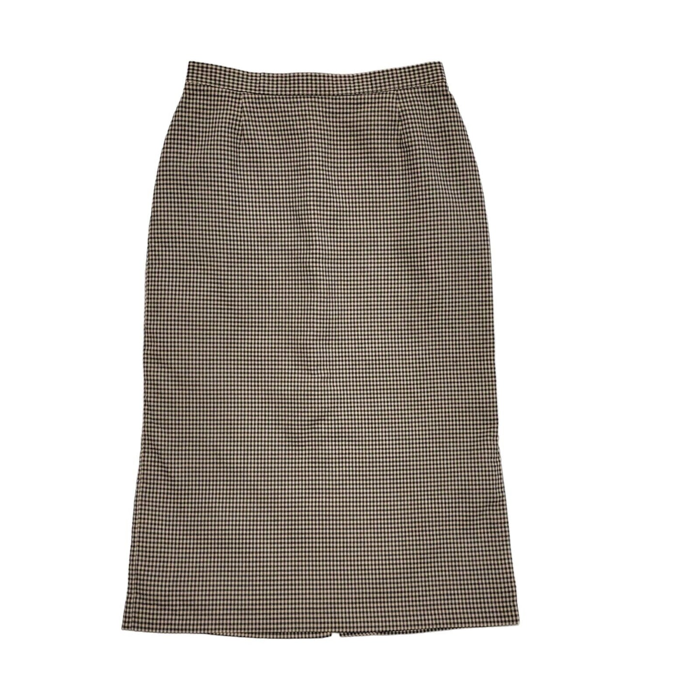 St Michael Vintage 80's Beige Check A-Line Skirt Uk Women's Size 14
