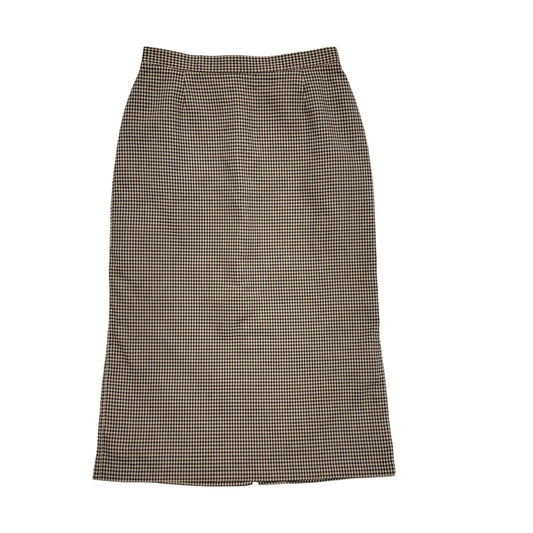 St Michael Vintage 80's Beige Check A-Line Skirt Uk Women's Size 14