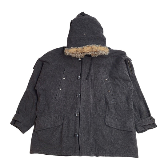 Gap Vintage 90's Dark Grey Zip & Button Hooded Jacket UK Men's Size XL