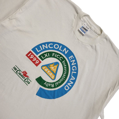 FICC Rally Caravan Club White Lincoln England Vintage 90s T-Shirt Men's Size XXL