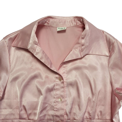 Molera Moda Y2K Pink Satin Blouse Womens UK Size 16