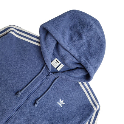 Adidas Vintage 90s Blue Fleece Cropped Hooded Jacket Uk Women's Size 10
