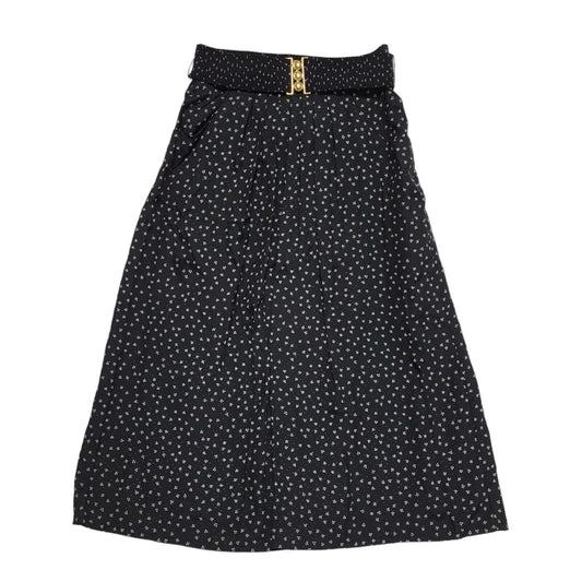 St Michael 80's Vintage Black Micro Floral Midi Skirt Women's Size 12 W30