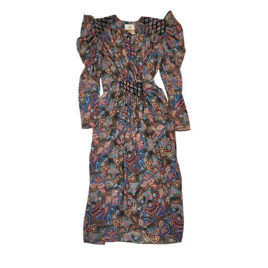 80s Vintage Lucy Richards Multicolored V-Neck Wrap Dress Women's Size 12 BNWT