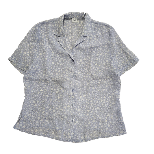 Lucia Vintage 80s Love Heart Buttoned Blouse Women's Uk 16