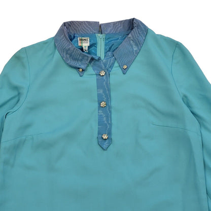 Rhonel Vintage 60s Turquoise Long Sleeve Tunic Dress Women's Size 12