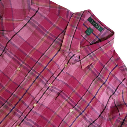 Ralph Lauren 90s Vintage Purple & Blue Check Button Shirt Uk Women's Size Large