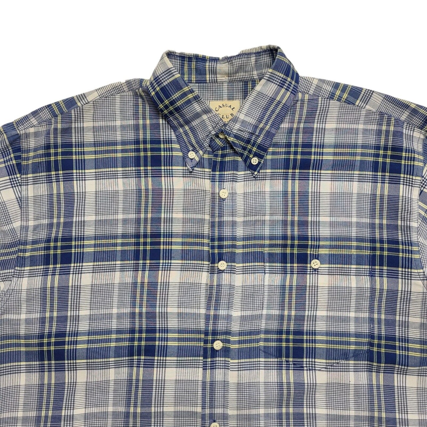 Casual Club 90's Vintage Blue & Yellow Check Shirt Uk Men's Medium
