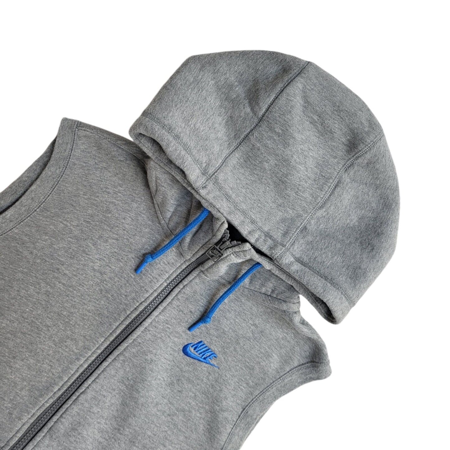 Nike Grey Y2k Sleeveless Sweatshirt Hoodie Uk Men's Size Small