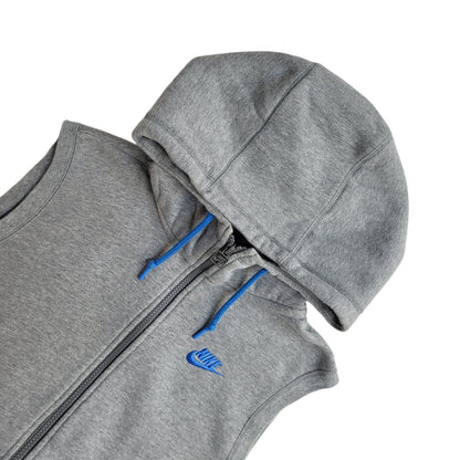Nike Grey Y2k Sleeveless Sweatshirt Hoodie Uk Men's Size Small