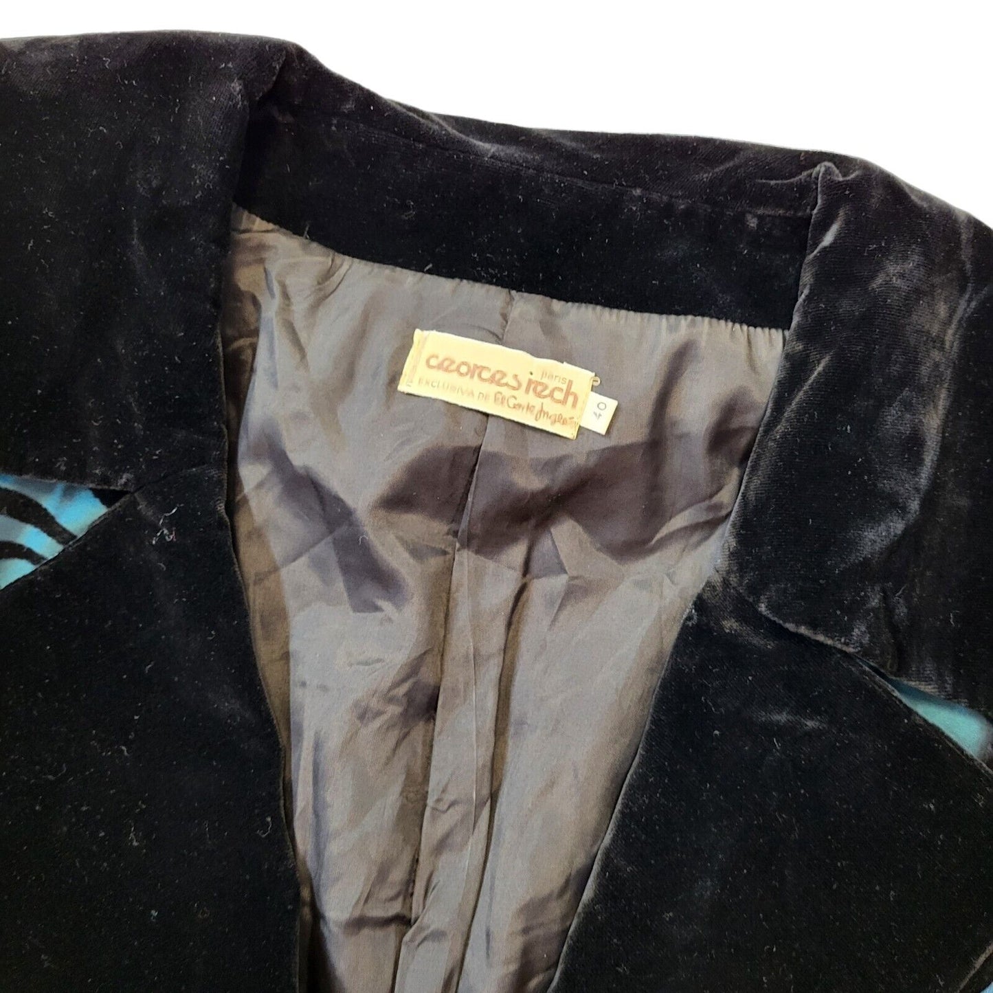80s Vintage Blue & Black Button-Up Party Jacket Women's  Size 12