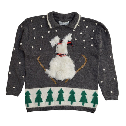 Rene Derhy Paris Grey 90s Xmas Jumper UK Women's Size S