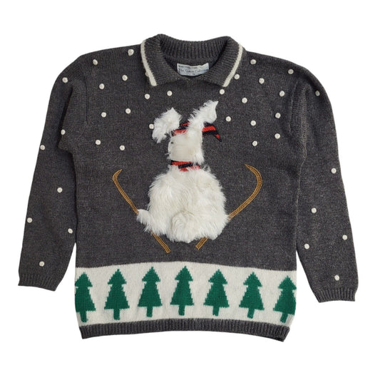 Rene Derhy Paris Grey 90s Xmas Jumper UK Women's Size S