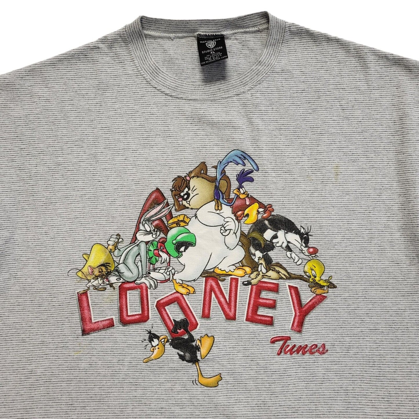 Warner Bros Looney Tunes Grey Vintage 90s T-Shirt Uk Men's Size XL