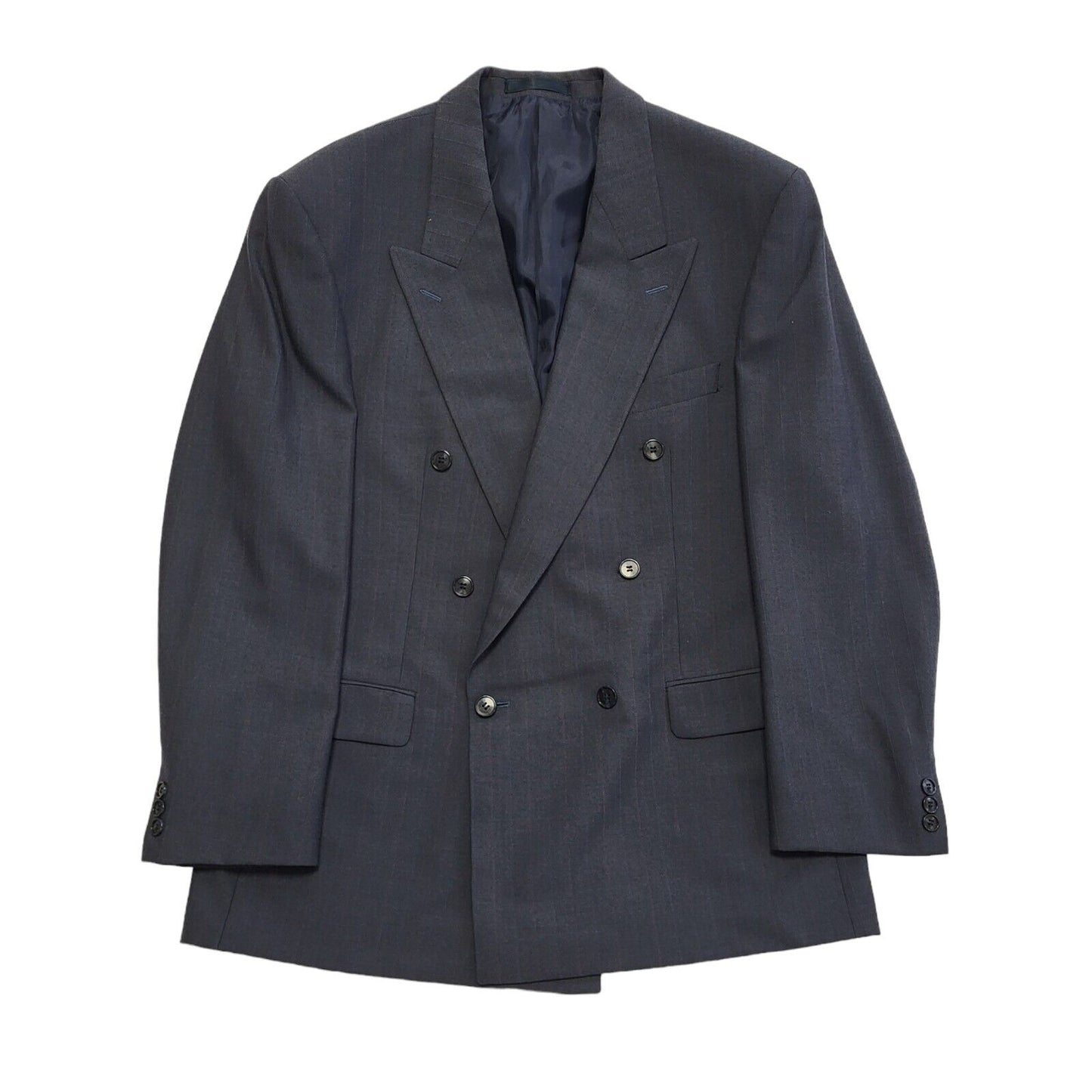 St Michael Vintage 70s Blue Striped Wool Blend Suit Jacket Uk Men's Size L 42"