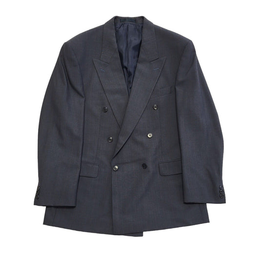 St Michael Vintage 70s Blue Striped Wool Blend Suit Jacket Uk Men's Size L 42"