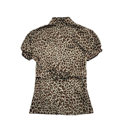 Blanco Y2K V-Neck Leopard Print Blouse Womens UK Size 12