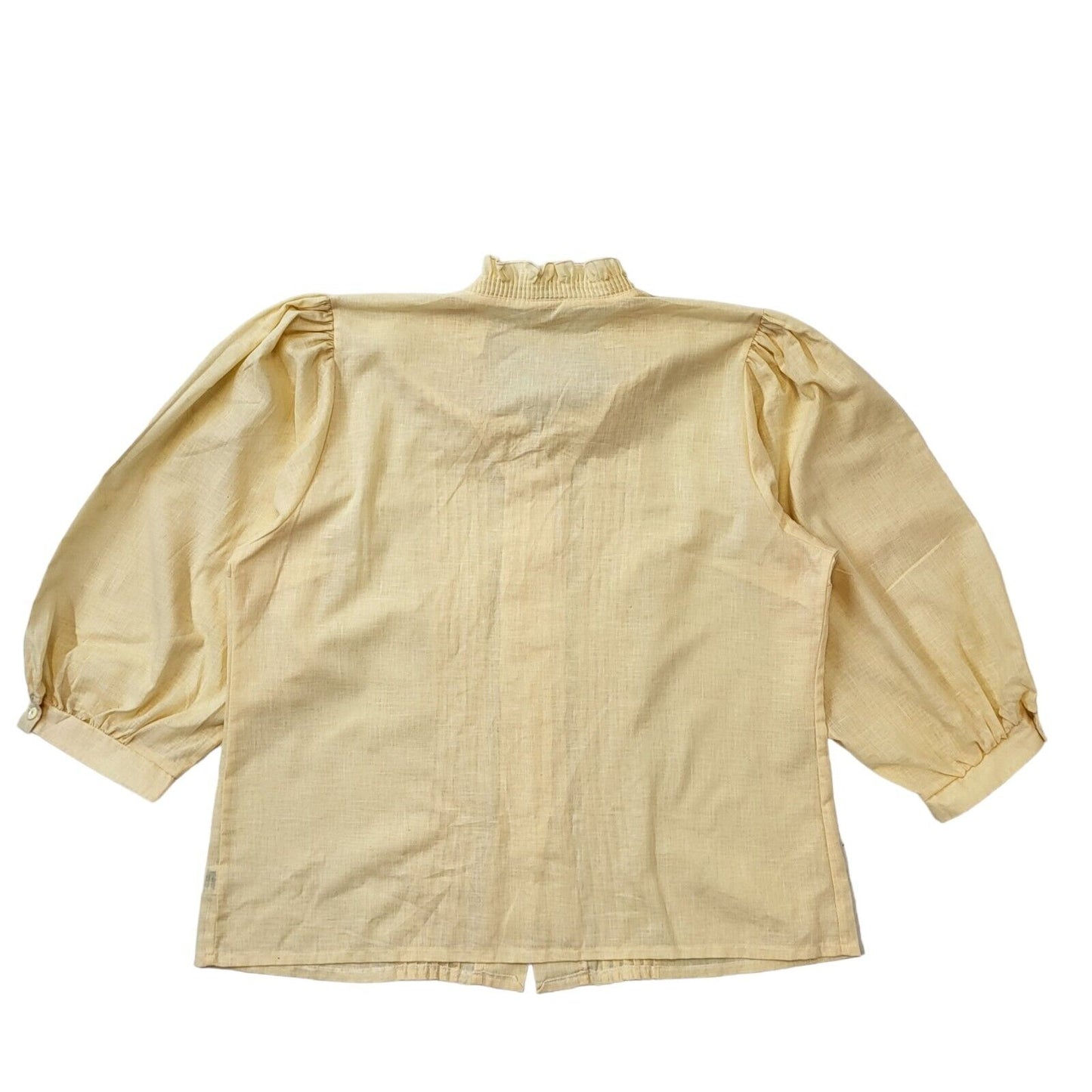 Moden 80s Vintage Yellow Long Sleeve Button-Up Blouse Women's 16-18