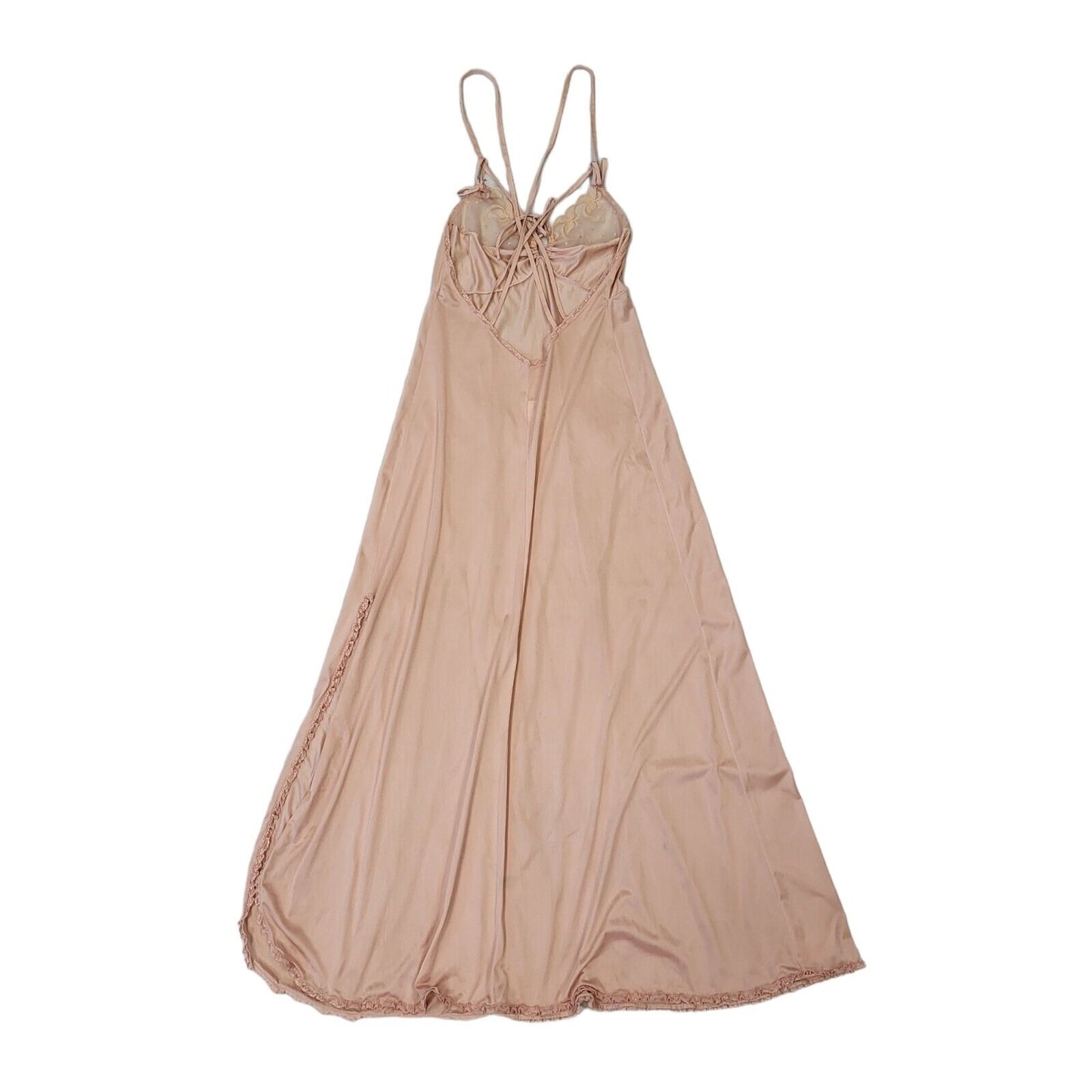 Vintage 90s Pink Sleeveless Nylon Night Dress Uk Women's Size 14