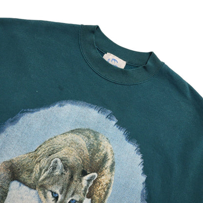 Native Land 90s Green Single Stitch Puma Sweatshirt Uk Women's Size Large